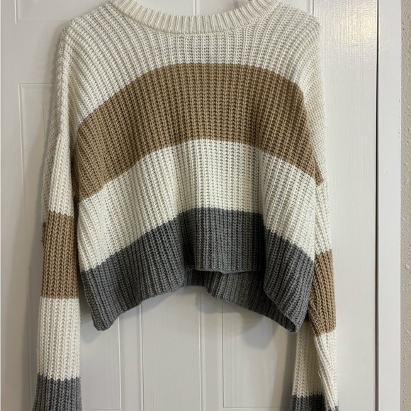 Sincerly Jules Sweaters - Sincerely Jules Striped Sweater - Cream, Brown, Gray